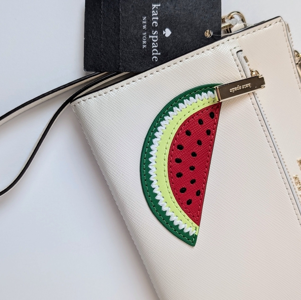 Kate Spade What-a-Melon Medium Wristlet Cream Watermelon Print NWT Coquette - Picture 2 of 11